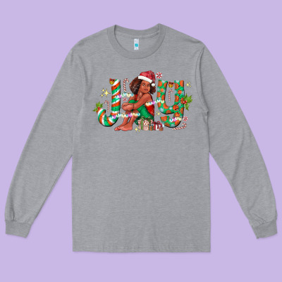 Joy Girl Black Long Sleeve Tee Designed By Cowhidedigitalart