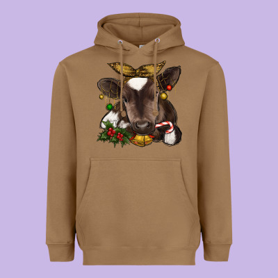 Christmas Baby Cow Heavyweight Hoodie Designed By Ranaportraitstore