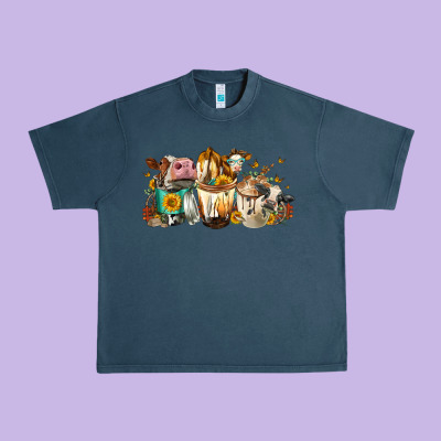 Cows And Coffee Urban Heavy Tee Designed By Fadigitalartstudio