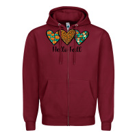 Burgundy hello fall Zipper Hoodie - JahusDesignShop