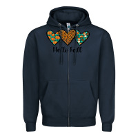 Navy hello fall Zipper Hoodie - JahusDesignShop