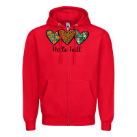 Red hello fall Zipper Hoodie - JahusDesignShop