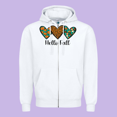 Hello Fall Zipper Hoodie Designed By Jahusdesignshop