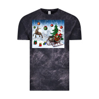 Cloud Black christmas santa deer and presents Vintage Tee - BundleAndBundleShop