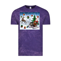 Cloud Purple christmas santa deer and presents Vintage Tee - BundleAndBundleShop
