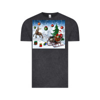 Christmas Santa Deer And Presents Vintage Tee | Teevron