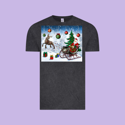Christmas Santa Deer And Presents Vintage Tee Designed By Bundleandbundleshop