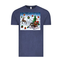 Vintage Denim christmas santa deer and presents Vintage Tee - BundleAndBundleShop