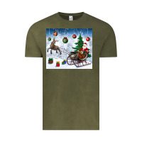 Vintage Olive christmas santa deer and presents Vintage Tee - BundleAndBundleShop