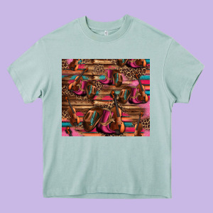 Valentines Day Violin And Cowboy Boots Country Music Heavy Core Tee Designed By Jasminsmagicworld