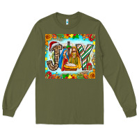 Army Green joy jesus Long Sleeve Tee - CowhideDigitalArt