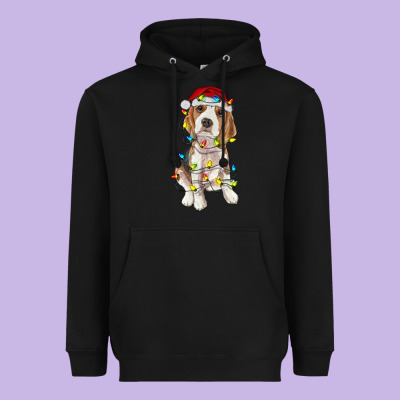 Christmas Beagle Heavyweight Hoodie Designed By Ranaportraitstore