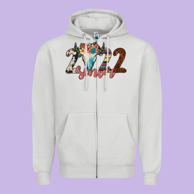 2022 Senior Bull Skull Zipper Hoodie Designed By Jahusdesignshop