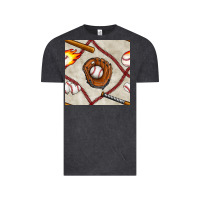 Vintage Black baseball glove and bat seamless pattern Vintage Tee - BundleAndBundleShop