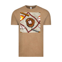 Vintage Coffee baseball glove and bat seamless pattern Vintage Tee - BundleAndBundleShop