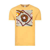 Vintage Mustard baseball glove and bat seamless pattern Vintage Tee - BundleAndBundleShop