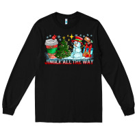 Black Jingle All The Way Long Sleeve Tee - CowhideDigitalArt