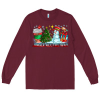 Burgundy Jingle All The Way Long Sleeve Tee - CowhideDigitalArt