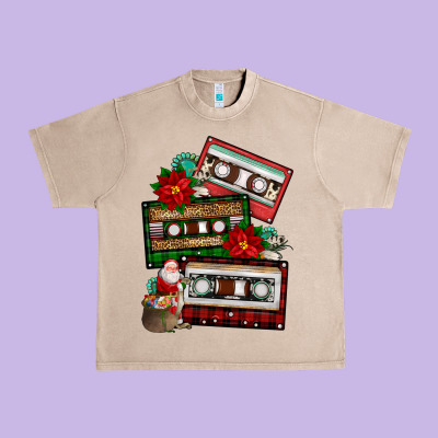 Christmas Cassette Gemstone Urban Heavy Tee Designed By Fadigitalartstudio