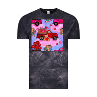 Cloud Black valentines day truck and cupid in the sky seamless pattern Vintage Tee - BundleAndBundleShop