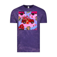 Cloud Purple valentines day truck and cupid in the sky seamless pattern Vintage Tee - BundleAndBundleShop