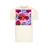 Vintage Arctic valentines day truck and cupid in the sky seamless pattern Vintage Tee - BundleAndBundleShop