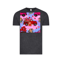 Vintage Black valentines day truck and cupid in the sky seamless pattern Vintage Tee - BundleAndBundleShop
