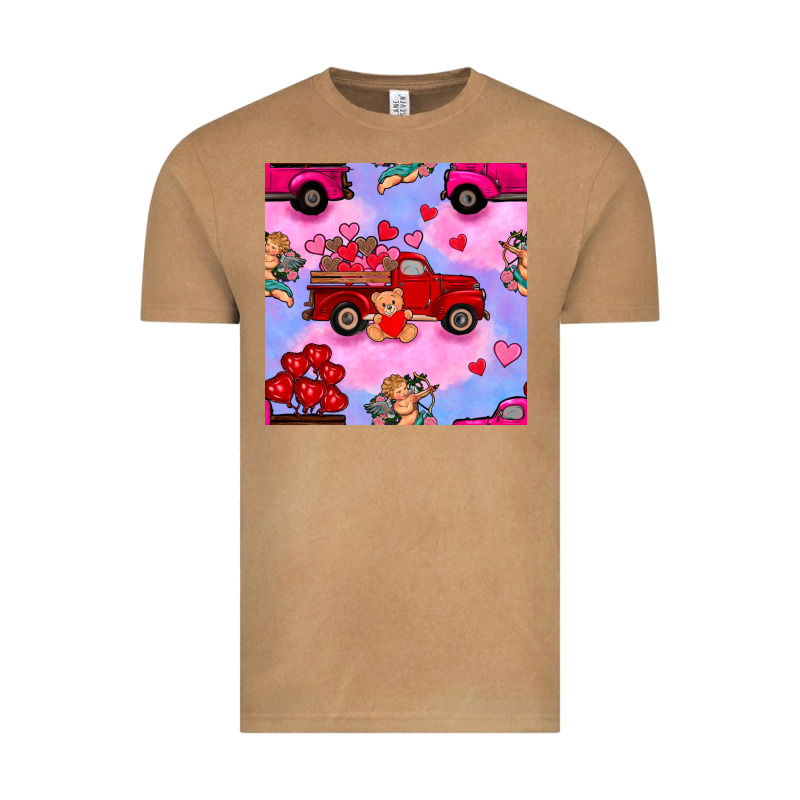 Valentines Day Truck And Cupid In The Sky Seamless Pattern Vintage Tee by BundleAndBundleShop | Teevron