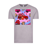 Vintage Zinc valentines day truck and cupid in the sky seamless pattern Vintage Tee - BundleAndBundleShop