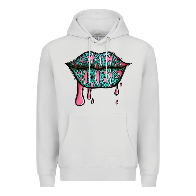 Beach Babe Leopard Lips Premium Hoodie by Jasminsmagicworld | Teevron