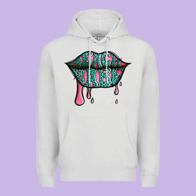 Beach Babe Leopard Lips Premium Hoodie Designed By Jasminsmagicworld