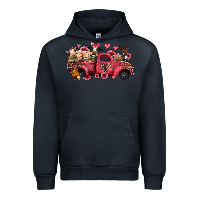 Valentines Day Leopard Farm Animals Truck Urban Hoodie by Jasminsmagicworld | Teevron