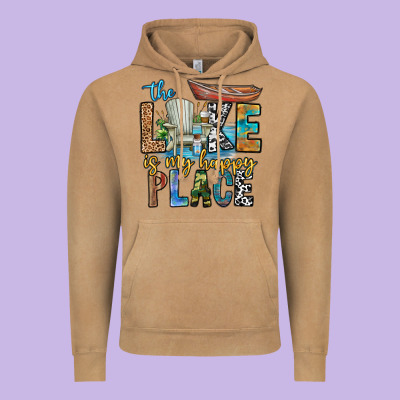 The Lakes My Happy Place Vintage Hoodie Designed By Cowhidedigitalart