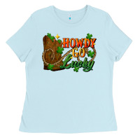 Baby Blue Howdy go lucky st. patricks day Ladies Tee - FaDigitalArtStudio