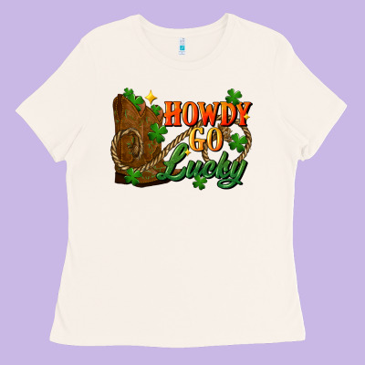 Howdy Go Lucky St. Patricks Day Ladies Tee Designed By Fadigitalartstudio