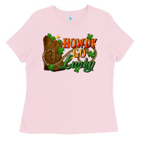 Bubblegum Pink Howdy go lucky st. patricks day Ladies Tee - FaDigitalArtStudio
