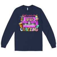 Navy Just A Girl Who Loves Crafting Long Sleeve Tee - CowhideDigitalArt