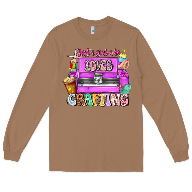 Just A Girl Who Loves Crafting Long Sleeve Tee by CowhideDigitalArt | Teevron