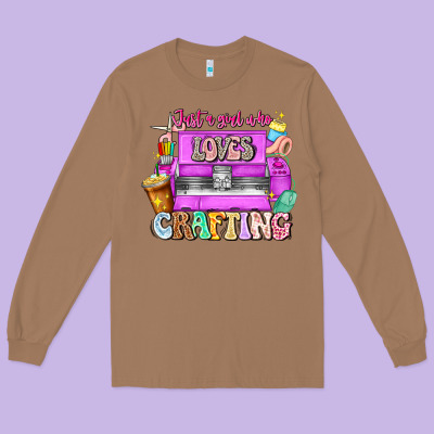 Just A Girl Who Loves Crafting Long Sleeve Tee Designed By Cowhidedigitalart