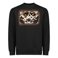 Black Cowhide Leopard Background Heavyweight Sweatshirt - JahusDesignShop