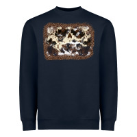 Navy Cowhide Leopard Background Heavyweight Sweatshirt - JahusDesignShop