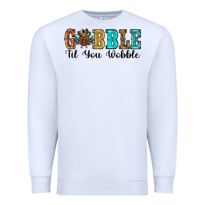 Gobble Til You Wobble Thanksgiving Turkey Premium Sweatshirt by RanaPortraitStore | Teevron