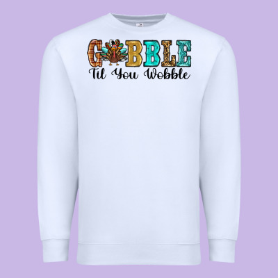 Gobble Til You Wobble Thanksgiving Turkey Premium Sweatshirt Designed By Ranaportraitstore