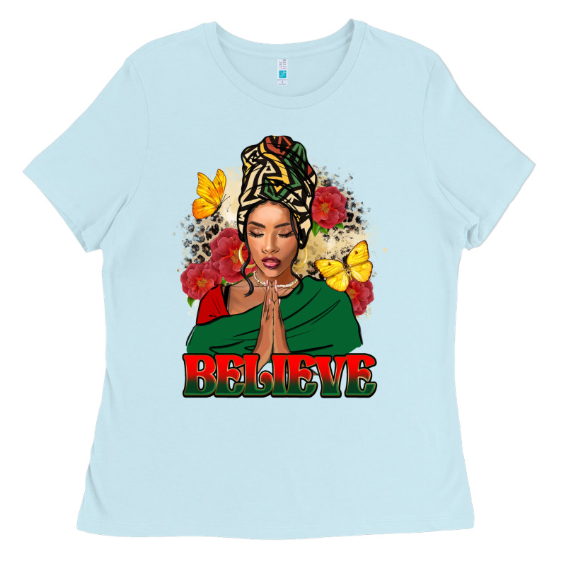 Believe Black Woman Ladies Tee by FaDigitalArtStudio | Teevron