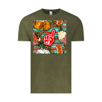 Vintage Olive american football snacks with serape and leopard Vintage Tee - BundleAndBundleShop