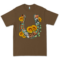 Cacao western leopard cowhide sunflowers horseshoe Premium Tee - OliviaCreatesArt