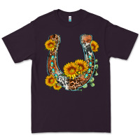 Plum western leopard cowhide sunflowers horseshoe Premium Tee - OliviaCreatesArt