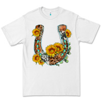 White western leopard cowhide sunflowers horseshoe Premium Tee - OliviaCreatesArt