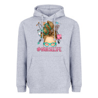 Heather Grey blonde messy bun nurse life Heavyweight Hoodie - RanaPortraitStore