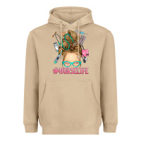 Mushroom blonde messy bun nurse life Heavyweight Hoodie - RanaPortraitStore